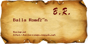 Balla Román névjegykártya
